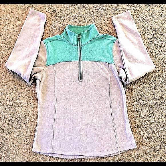 🆕⭐️OLD NAVY REALLY CUTE ZIP UP PULL OVER QUARTER ZIPPER UP BEAUTIFUL TEAL&GRAY - Picture 4 of 7